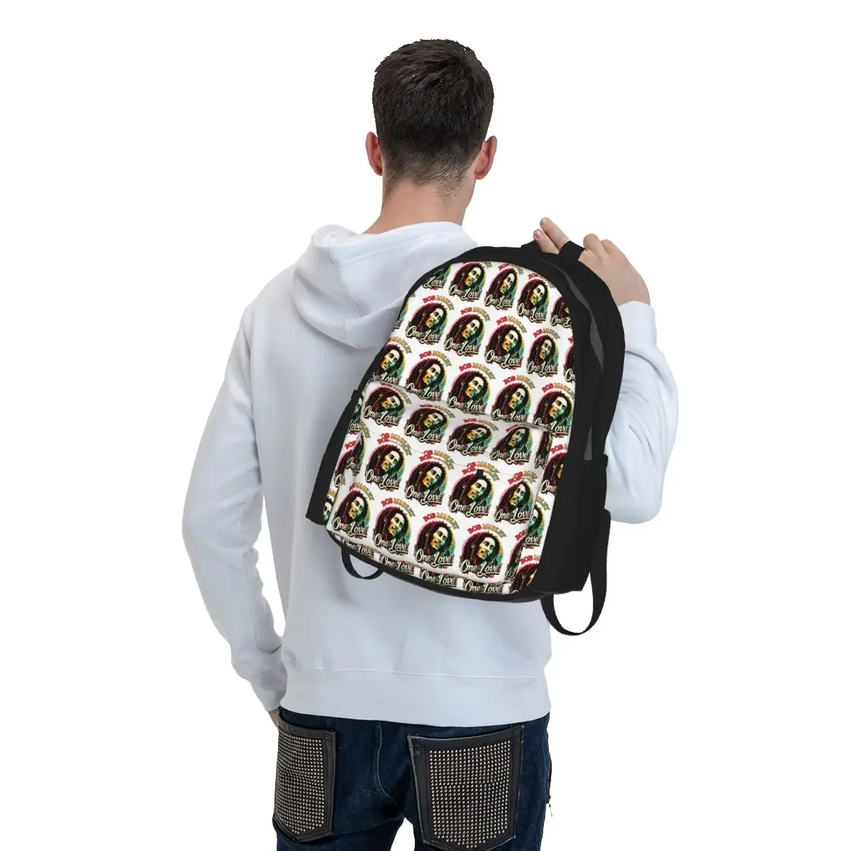 Jamaica Reggae Rock Bob Marley Student Backpack School Bag Hiking Travel Daypack for Men Women Bookbag Shoulder Bags