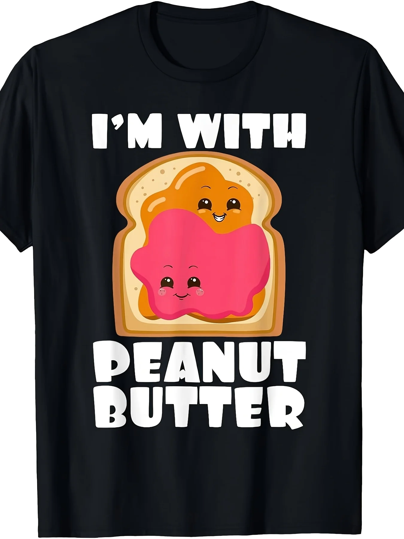 Camiseta Unisex con Estampado de Mantequilla de Cacahuete y Mermelada, Regalo Navideño, para Salidas Informales, Estilo 2026, 180G