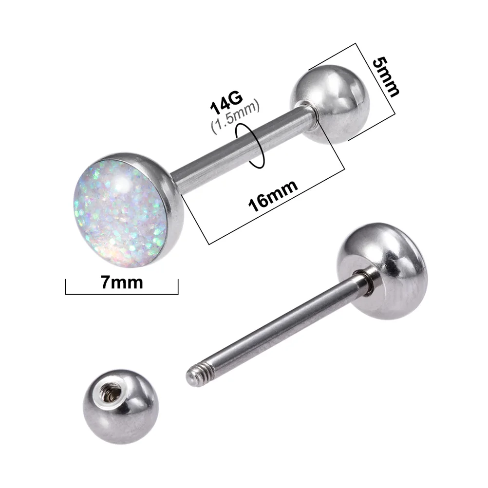 1pc 14G Heart Round Shape Top Tongue Piercing Barbell Sexy Piercings Tongue Rings Stud Bar Women Men Surgical Steel Body Jewelry