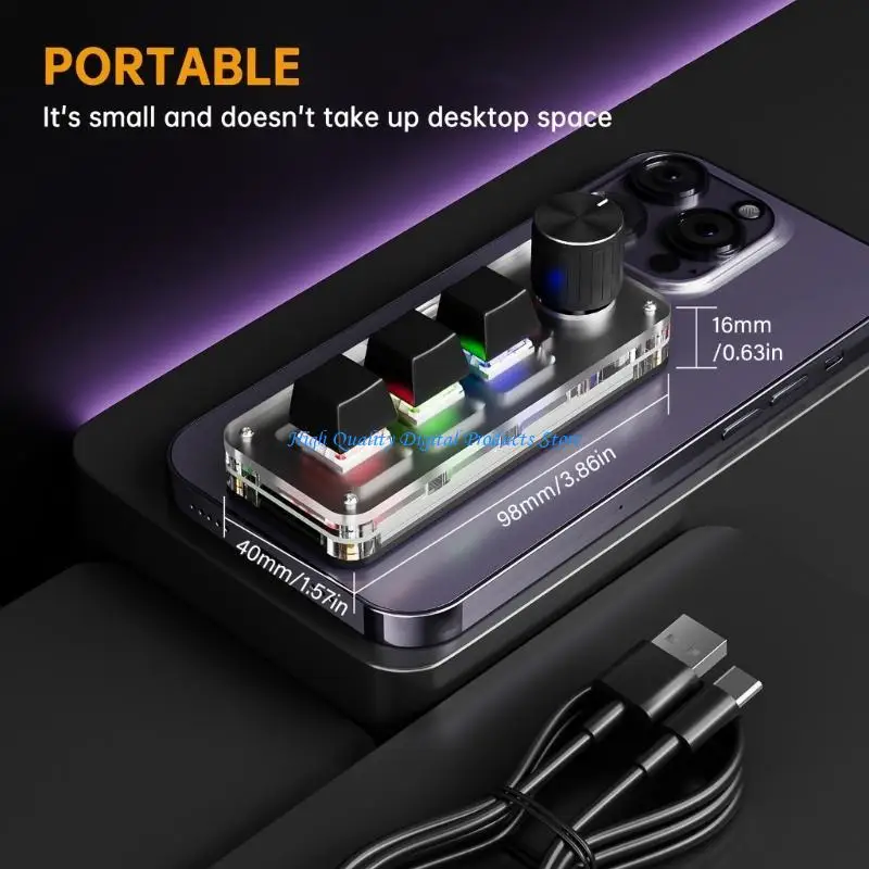 U2je Wireless toetsenbord Mechanisch macro -toetsenbord met 3 aanpasbare toetsen en knop