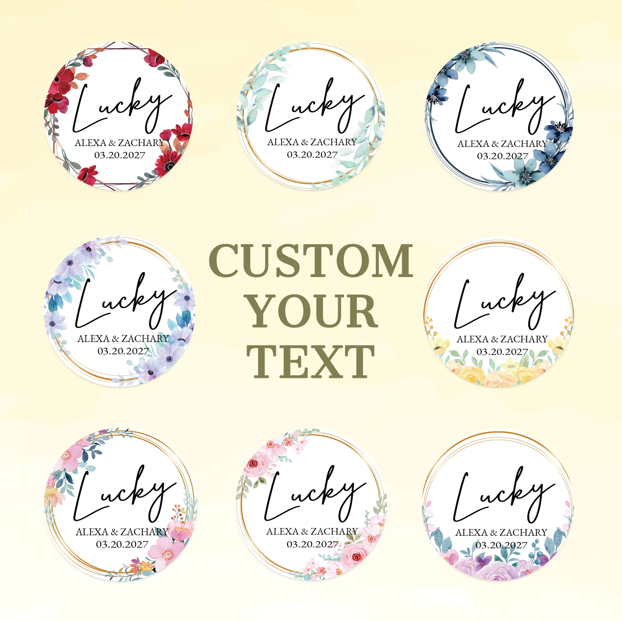 

Custom Stickers for Wedding Custom Logo Labels of Flower Waterproof Personalized Stickers for Party Birthday,Gift Box Packaging