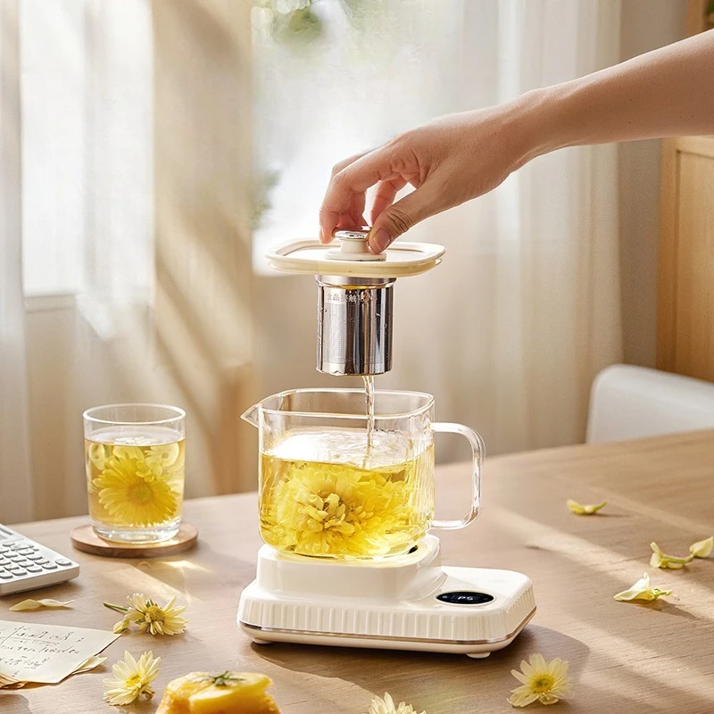 

Мини-чайник для здоровья, стеклянный дизайн, многофункциональный электрический чайник для цветочного чая, офисного стола, умное отопление и теплая чашка