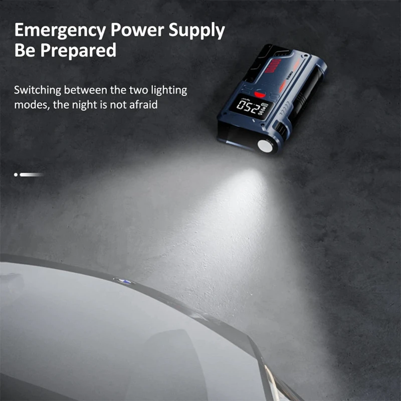 14.8V Car Emergency Air Pump, 10000Mah Power Jump With Tire Inflator Battery Booster For 4.0L Gas Vehicles