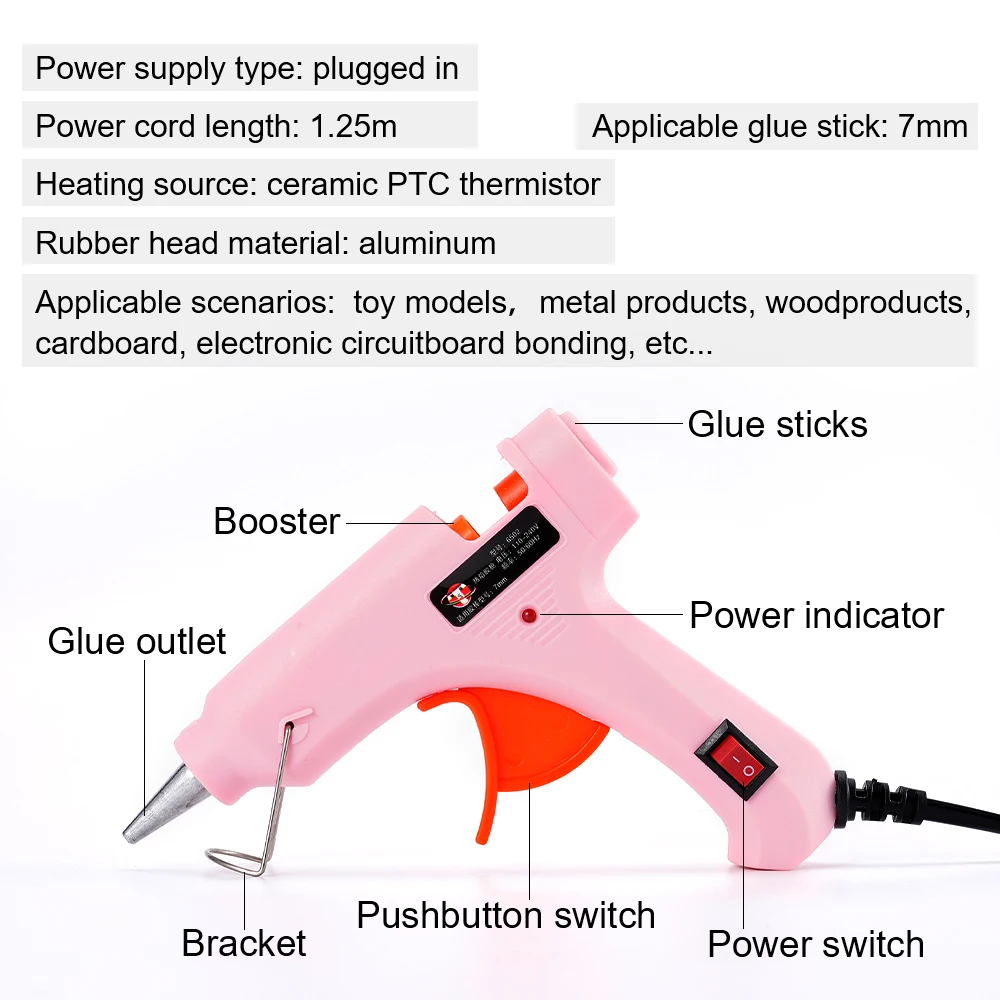 Imagem -03 - Pistola de Cola Quente 20 90w com Interruptor para mm Mini Pistola Quente Adesiva Industrial Ferramenta Elétrica de Reparo de Temperatura de Calor