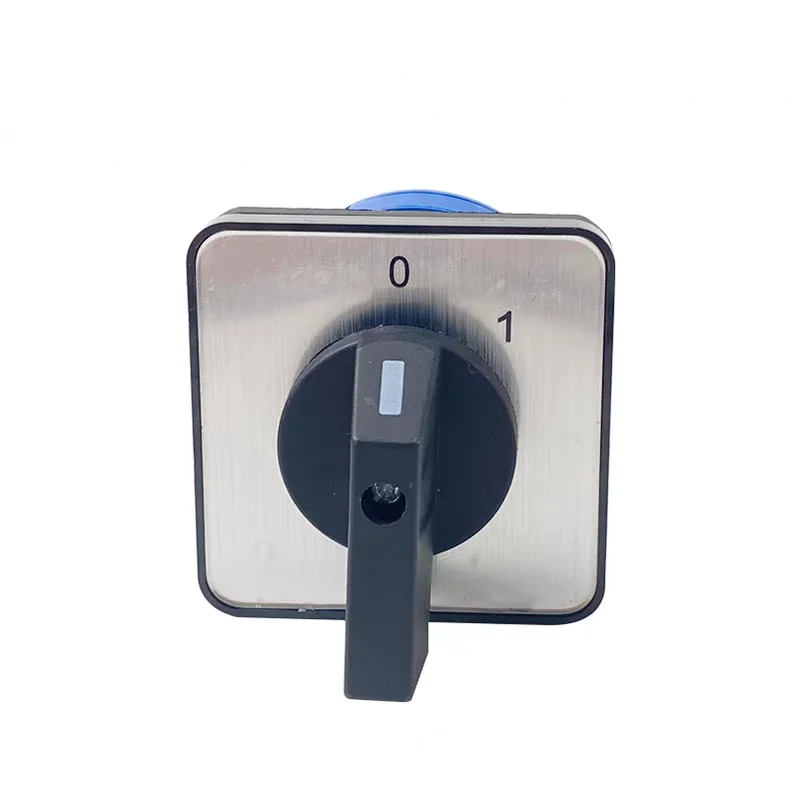 

Rotary switch knob 2 position 0-1 ON-OFF High quality changeover cam switch Ui 690V Ith 20A 1 pole 4 terminals
