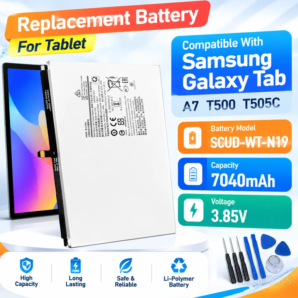 Tablet Replacement Battery SCUD-WT-N19 7040mAh Li Polymer For Samsung Galaxy Tab A7 10.4 T500 T505 With Repair Tools Included