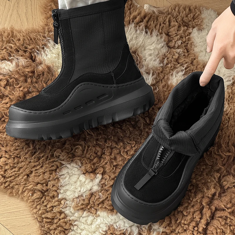 

High-top Snow Boots for Men and Women, Thick-soled Anti-slip Winter Fleece Cotton Shoes, Outdoor Cold-proof Hiking Cotton Boots