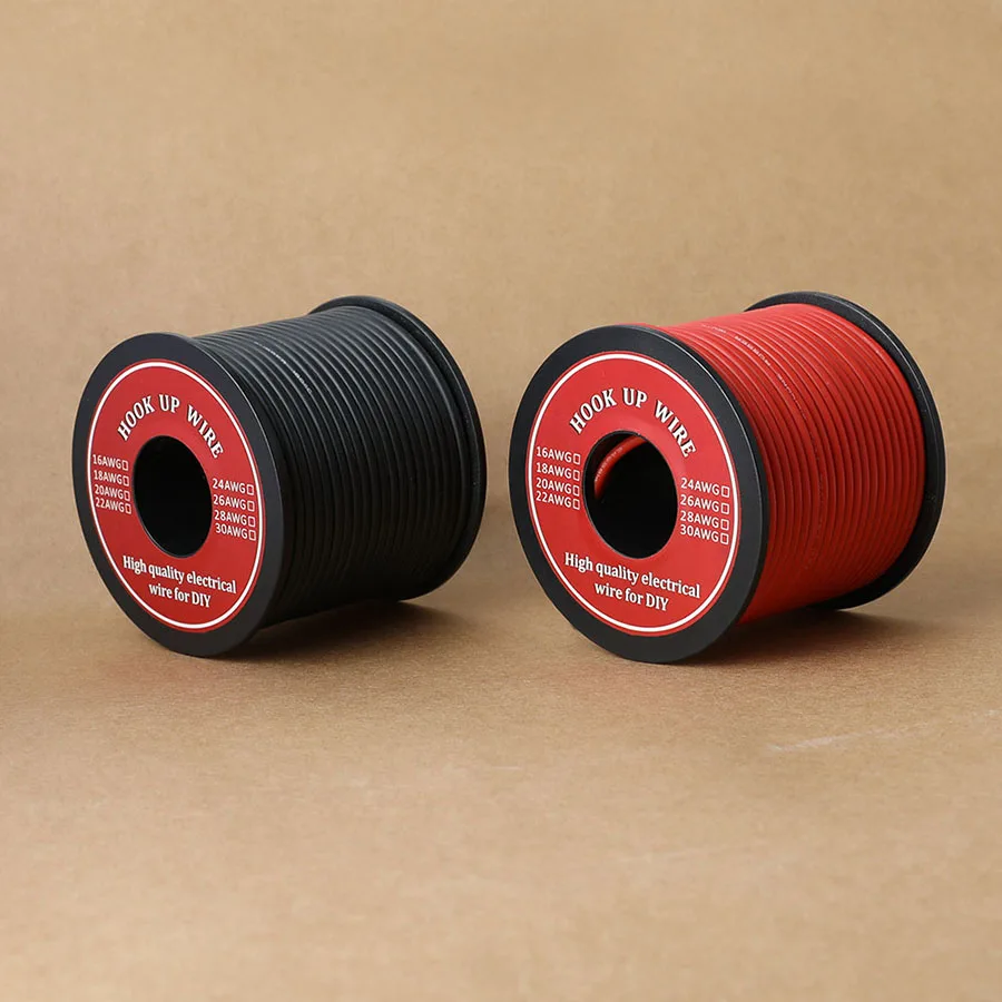 16 AWG Flexible Stranded Wire Silicone Electrical Wire Rubber Insulated Tinned Copper 3000V Safe Current 6-25 M/Roll UL 3239