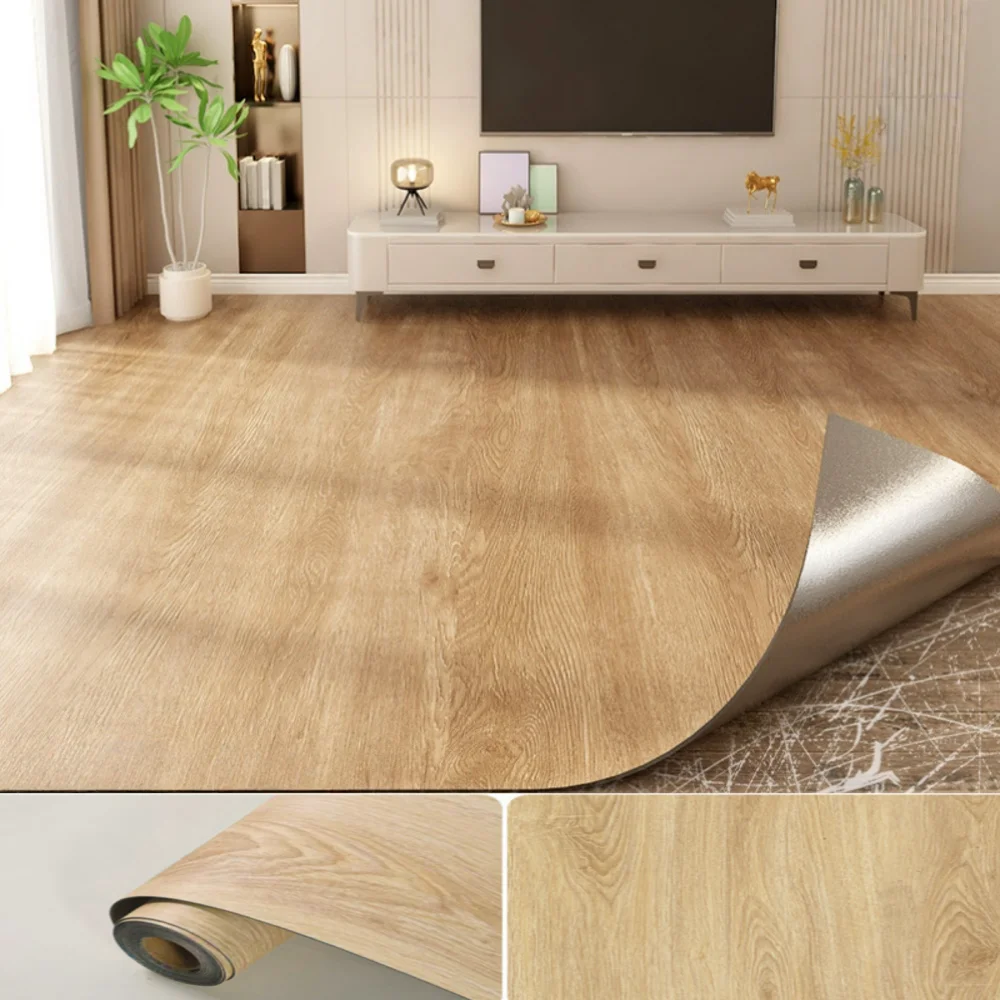 Wood Grain Pvc Self Adhesive Floor Stickers Home Indoor Floor Renovation Floor Stickers Self Installing Waterproof Floor Mats