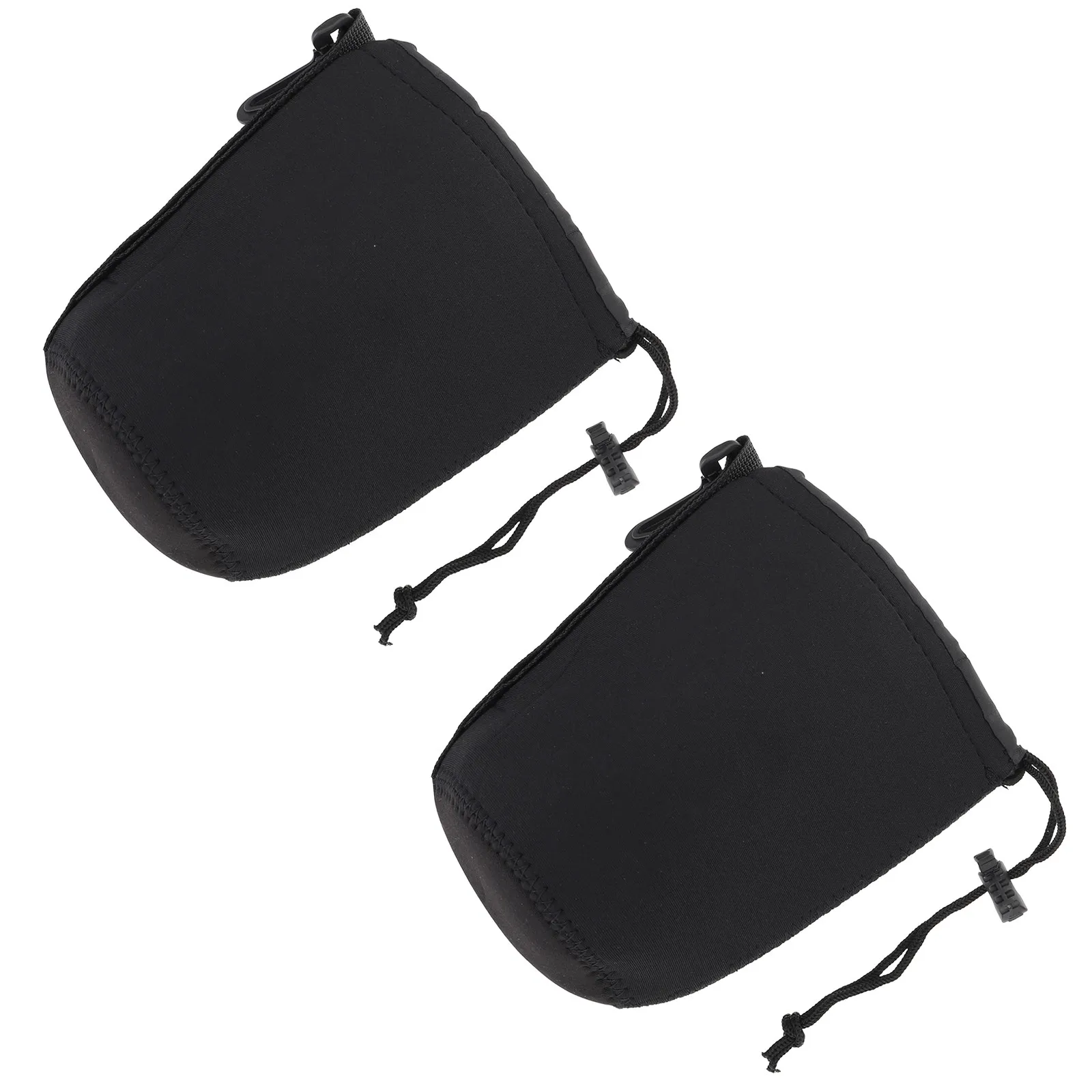 2Pcs Camera Lens Pouch Neoprene Shockproof Elastic Thermal Insulation Protective Case for Dslr Lens Diameter 9Cm Black