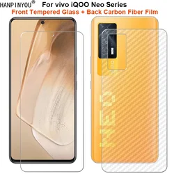 For vivo iQOO Neo9 Neo 9 8 7 5 6 Lite Racing 1 Set = Soft Back Carbon Fiber Film + Premium Tempered Glass Front Screen Protector