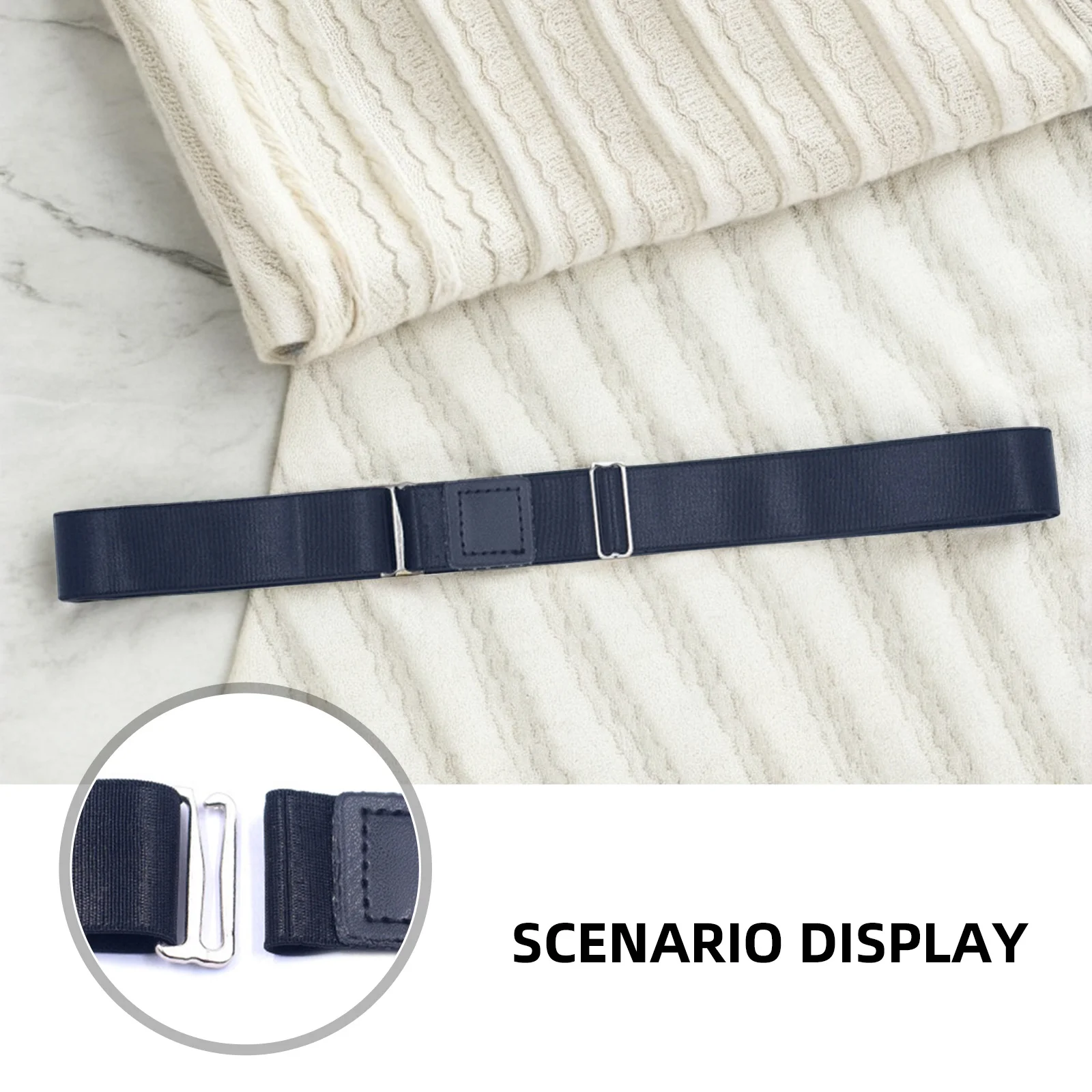 حزام القميص Stay قابل للتعديل قفل القميص حزام الملابس الداخلية 2.5 سم أسود مرن متين مشبك قوي مضاد للانزلاق للرجال والنساء