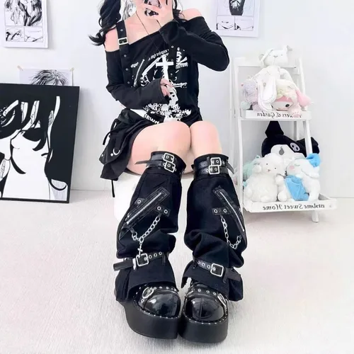 Imagen 2 del producto Nuevas Botas de Calzón Ajustables de Cuero con Hebilla Estilo Gótico Retro Harajuku Punk Y2K para Mujer 2026