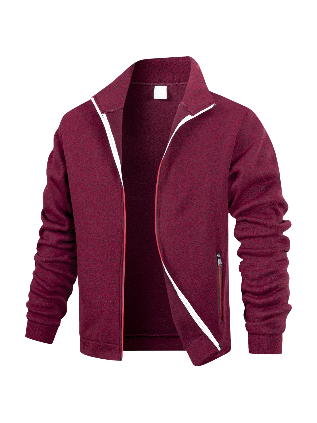 Men Thick Lined Hooded Jacket Full Zipper Hoodie Outwear, Rib Cuff Hem Warm Coat for Outdoor Walking Camping Cold Weather