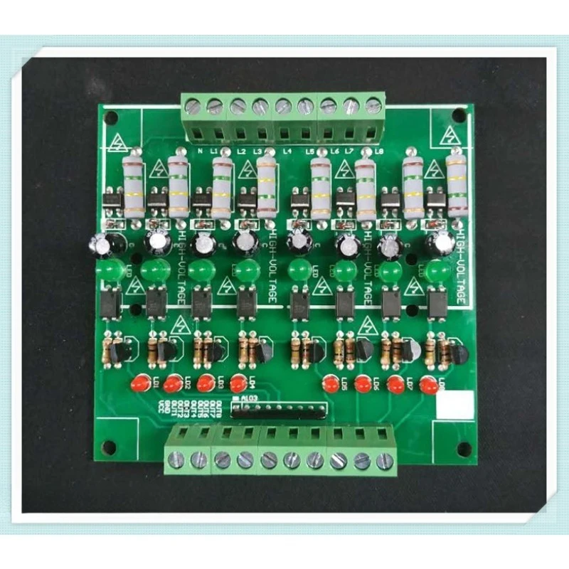 8‑Channel 220V AC Optocoupler Isolation Module Enhanced NPN AC Voltage Detection Module DIN Rail Mount