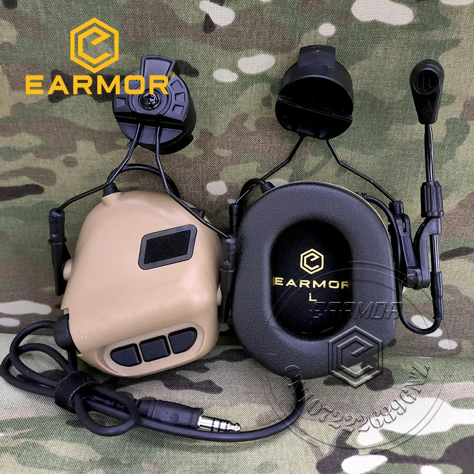 EARMOR M32H MOD4 Tactical Headset ARC Rail Adapter Set Noise Canceling Aviation Communication Softair Headphones