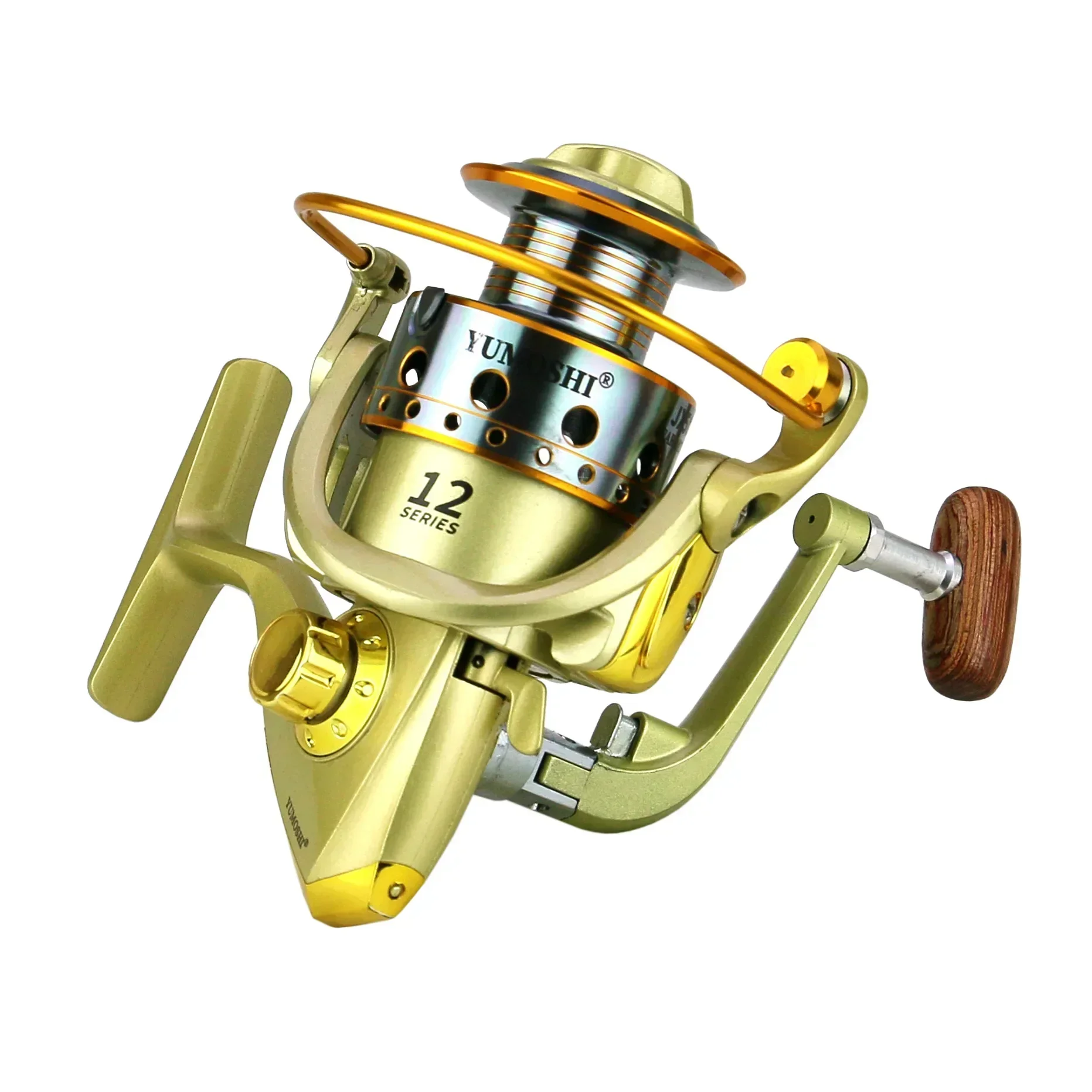 Spinning Wheel Left And Right Hand Interchangeable Wooden Handle Metal Fishing Reel JX1000-7000 5.5:1 Sea Fishing Reels