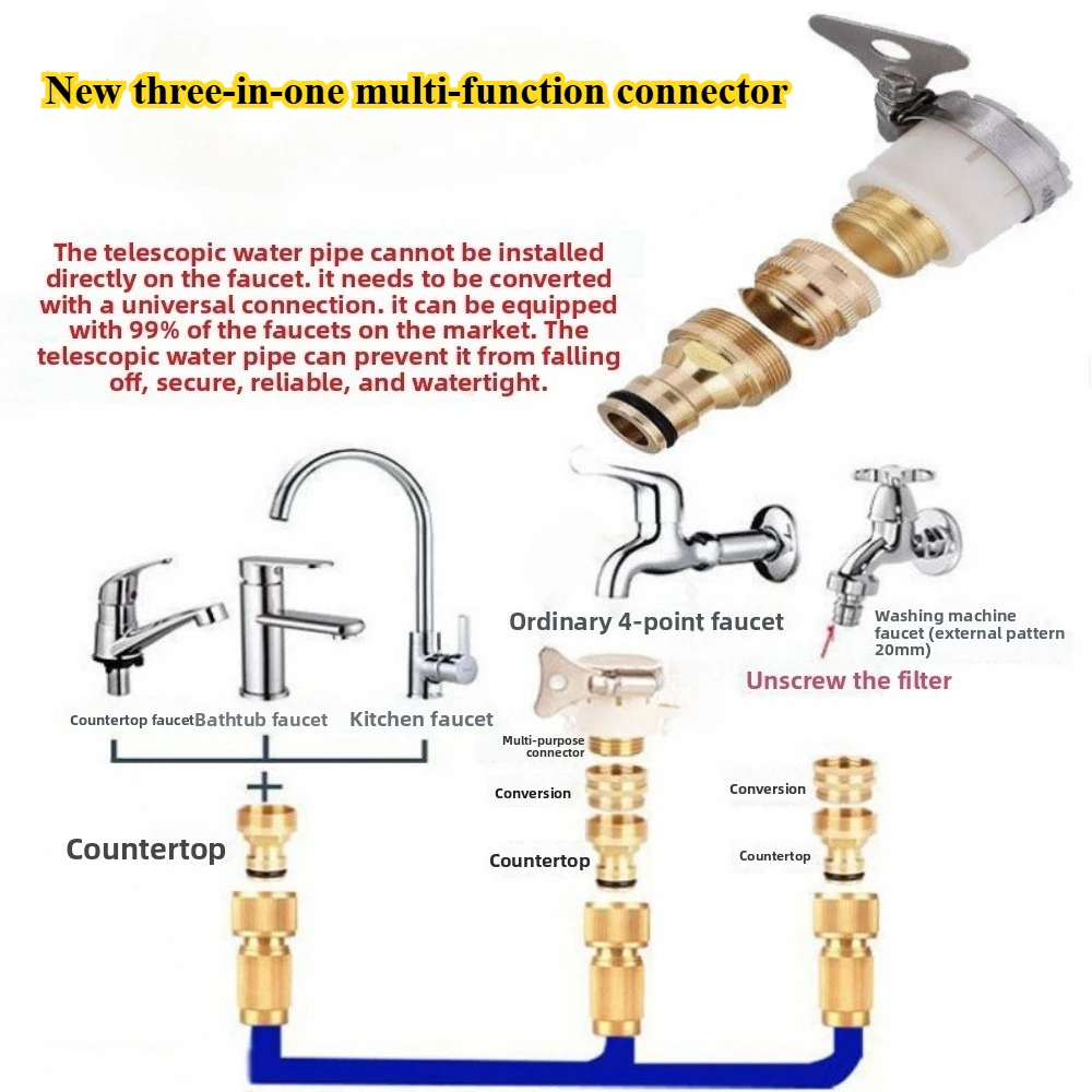 

Garden Watering Tool for 15-23 Mm Faucet Joints Water Connection Adapter Pipes and Fittings Water Hose Connector Splitter Home