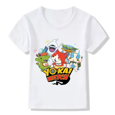 Cartoon Print T-shirt Children Yo Kai Watch Design Funny Tshirt Boys Girls Tops Short Sleeve Tee Kids Casual Clothes for Toddler