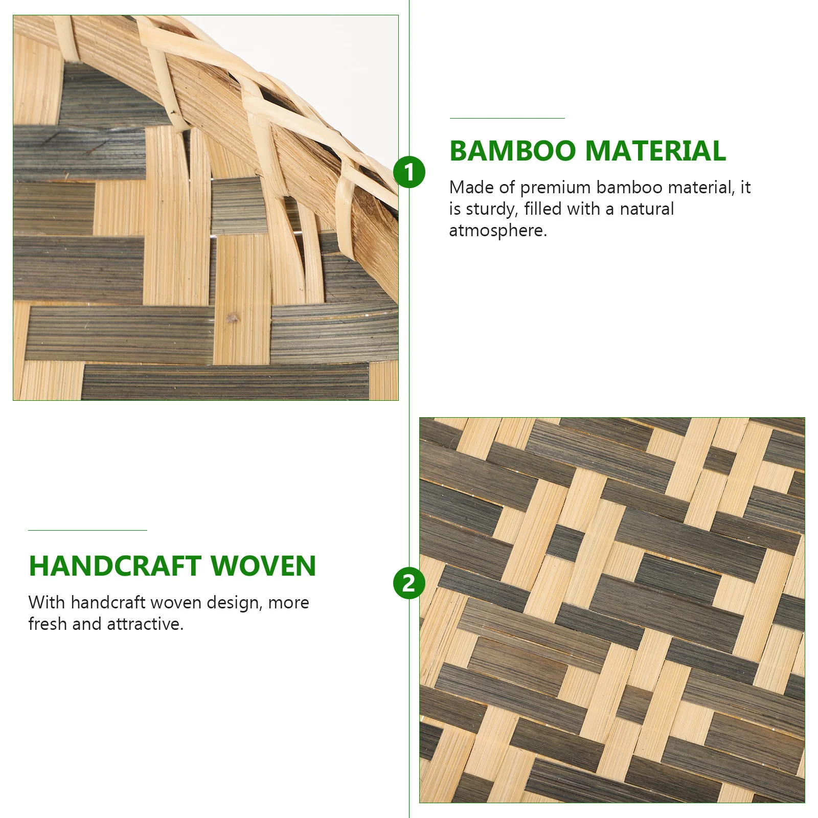 

Bamboo Basket Woven Wall Hanging Decor Multipurpose Storage Tray Fruit Snack Holder for Kitchen Bathroom Living Room