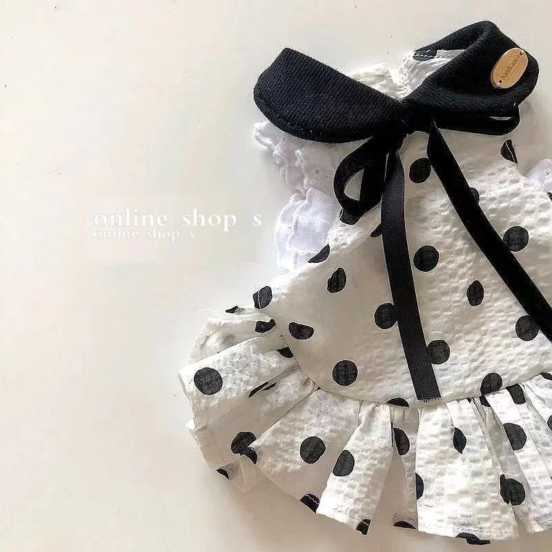 Dot Princess Dress Pet Dog Clothes Cat Print Skirt Clothing Dogs Small Chihuahua Summer Black White Breathable For Small Dogs