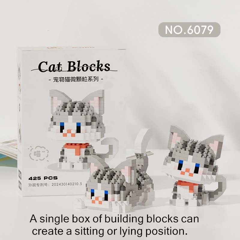 Assembleren Bouwstenen Speelgoed Schattige Kat Meow Serie Kleine Deeltje Kat Puzzels Bouwstenen Educatief Kinderen Blok Speelgoed