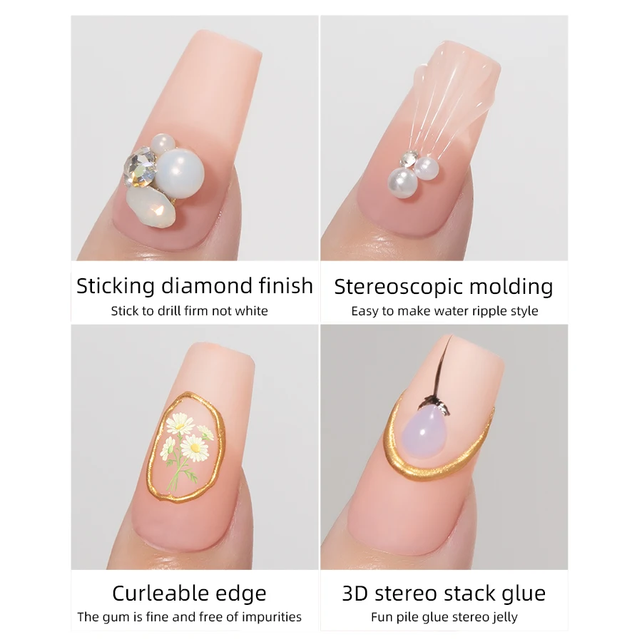 QNL 5g Nail Rhinestone Glue for Nails Super Strong Gel Nail Adhesive Glue No Wipe Nail Glue 3D Crystals Beads Diamonds Sticker - Image 6