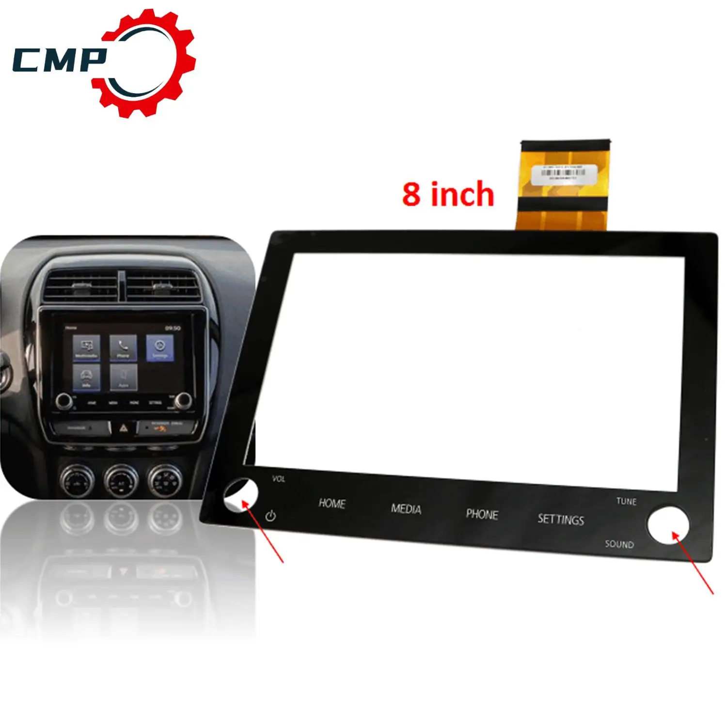 

1PC 8 Inch Touch Screen Glass Digitizer Radio 2 Knobs Car Display Panel For Mitsubishi Outlander Sport 2019 2020 2021 2022