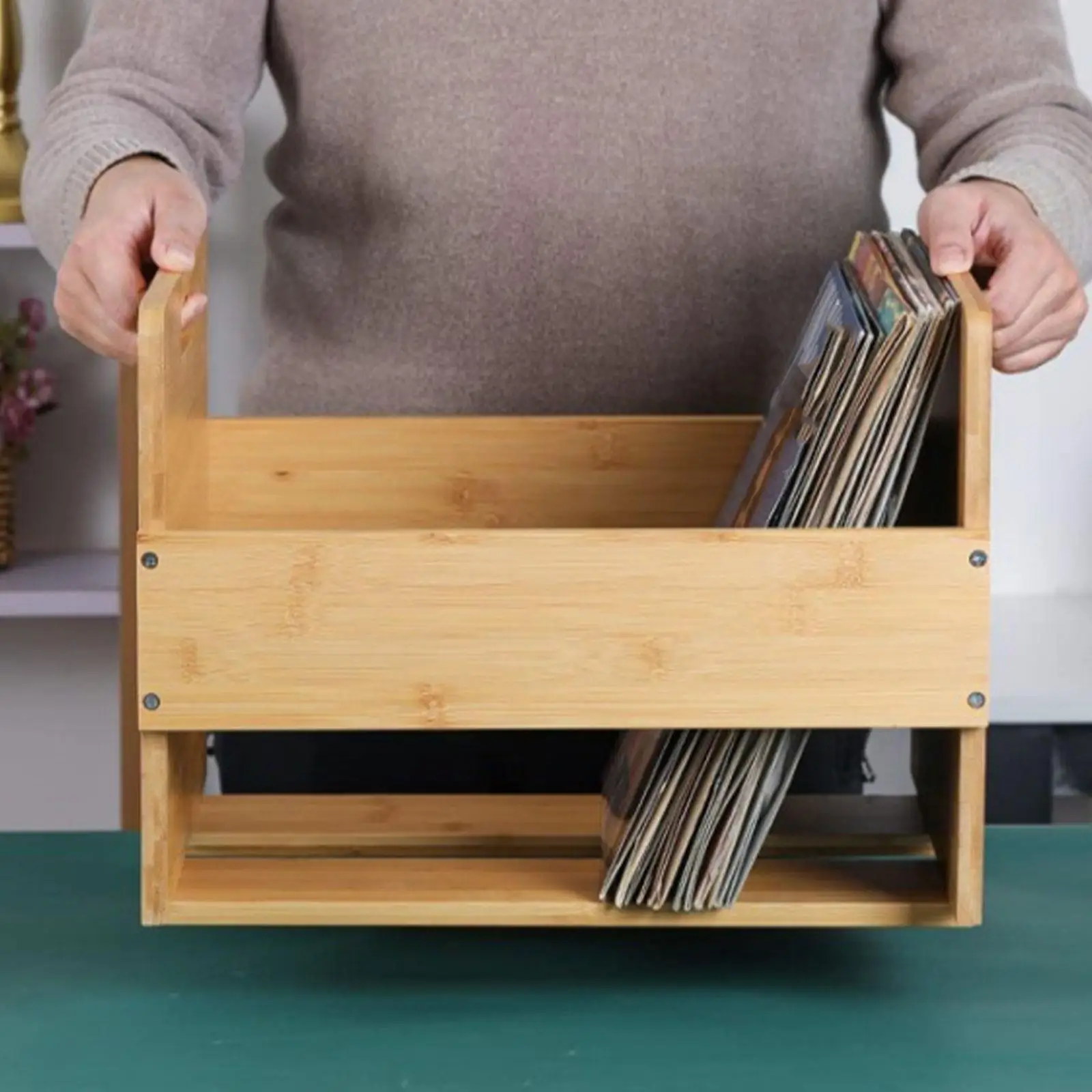 Record Storage Holder, Book Display Stand, Easy to Assemble, File Storage Organizer, Vinyl Shelf Album Storage Rack