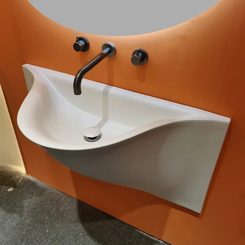 

Open smile washbasin semi-embedded basin Corian small apartment is very narrow and integrated