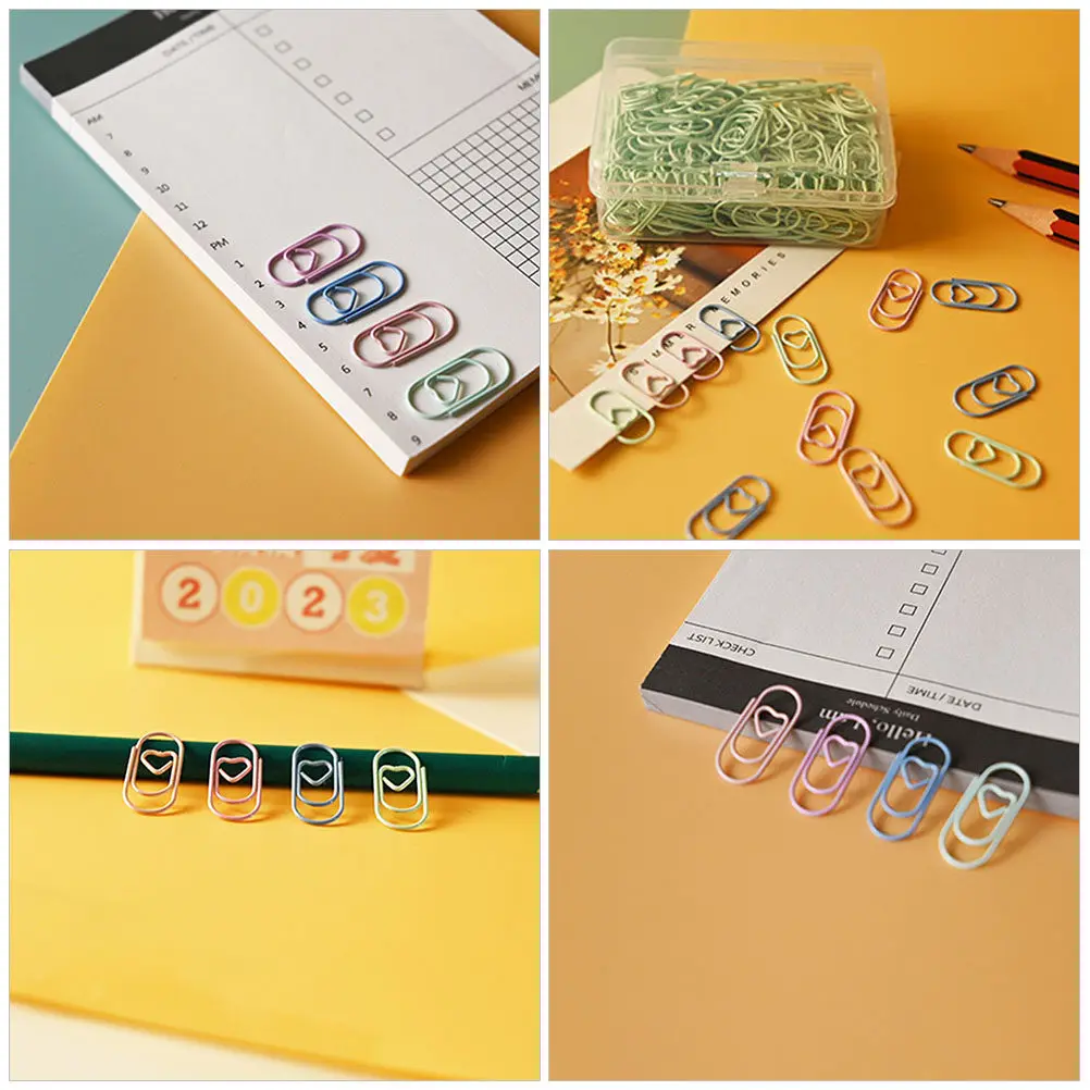 200Pcs Heart Paper Clips Metal Small Exquisite Office Craft Clips DIY Document Marking Multi Use Small Craft Clip Ornaments