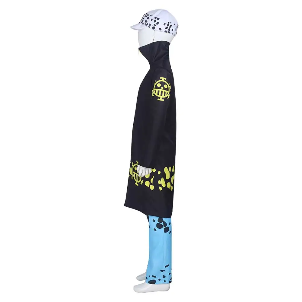 Trafalgar Cosplay Law Kids Children Cosplay Fantasia Costume Anime Pirate Hat Roleplay Outfits Halloween Carnival Disguise Suit