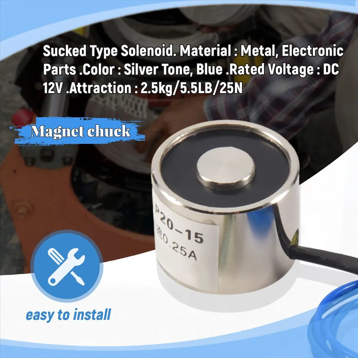 A77K Sucked Electric Lifting Magnet Electromagnet 12VDC 2.5Kg 5.5LB 20x15mm