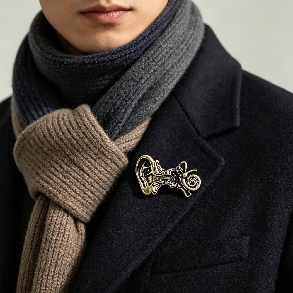Catuni Cochlea Anatomy Brooch Pin Human Ear Structure Brage Biological Jewelry For Ear, Nose And Throat Doctors And Nurses