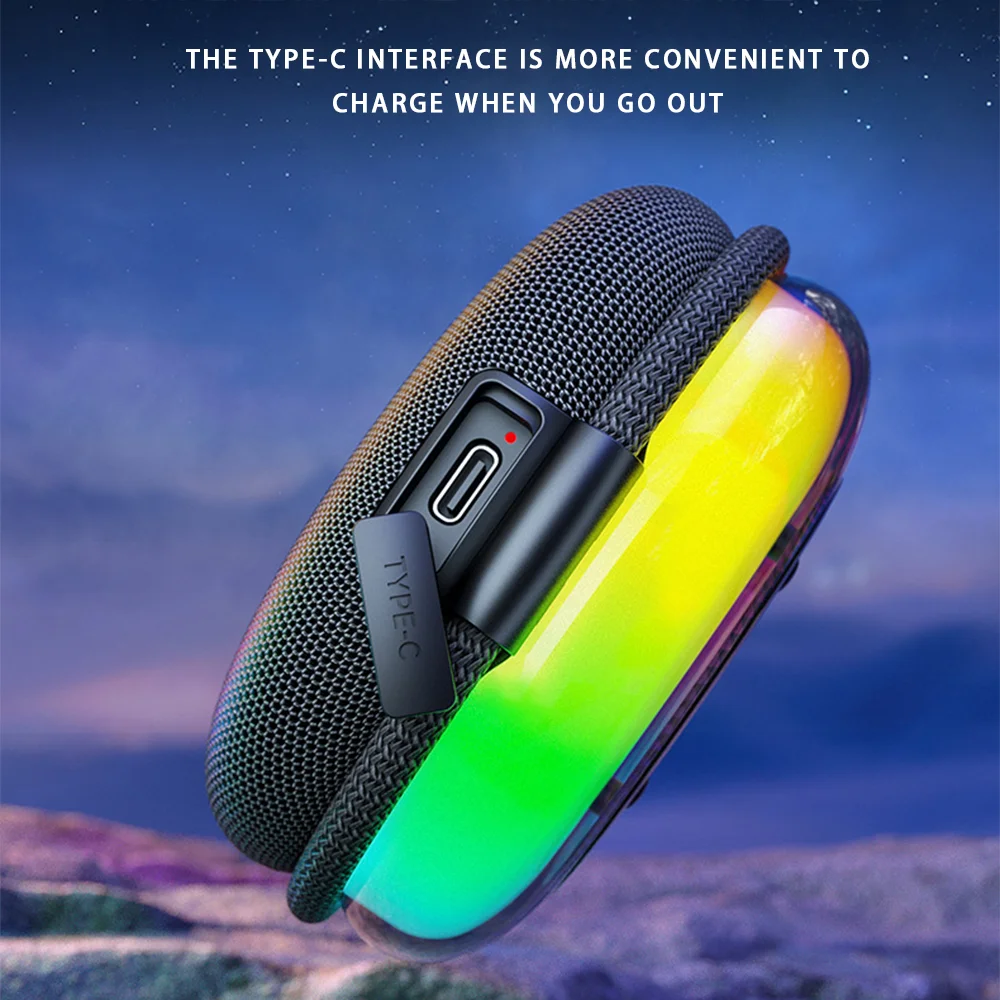 

2025 Portable Bluetooth Speaker with Carry Handle, Fabric Waterproof Design, Mini Subwoofer for Outdoor Use