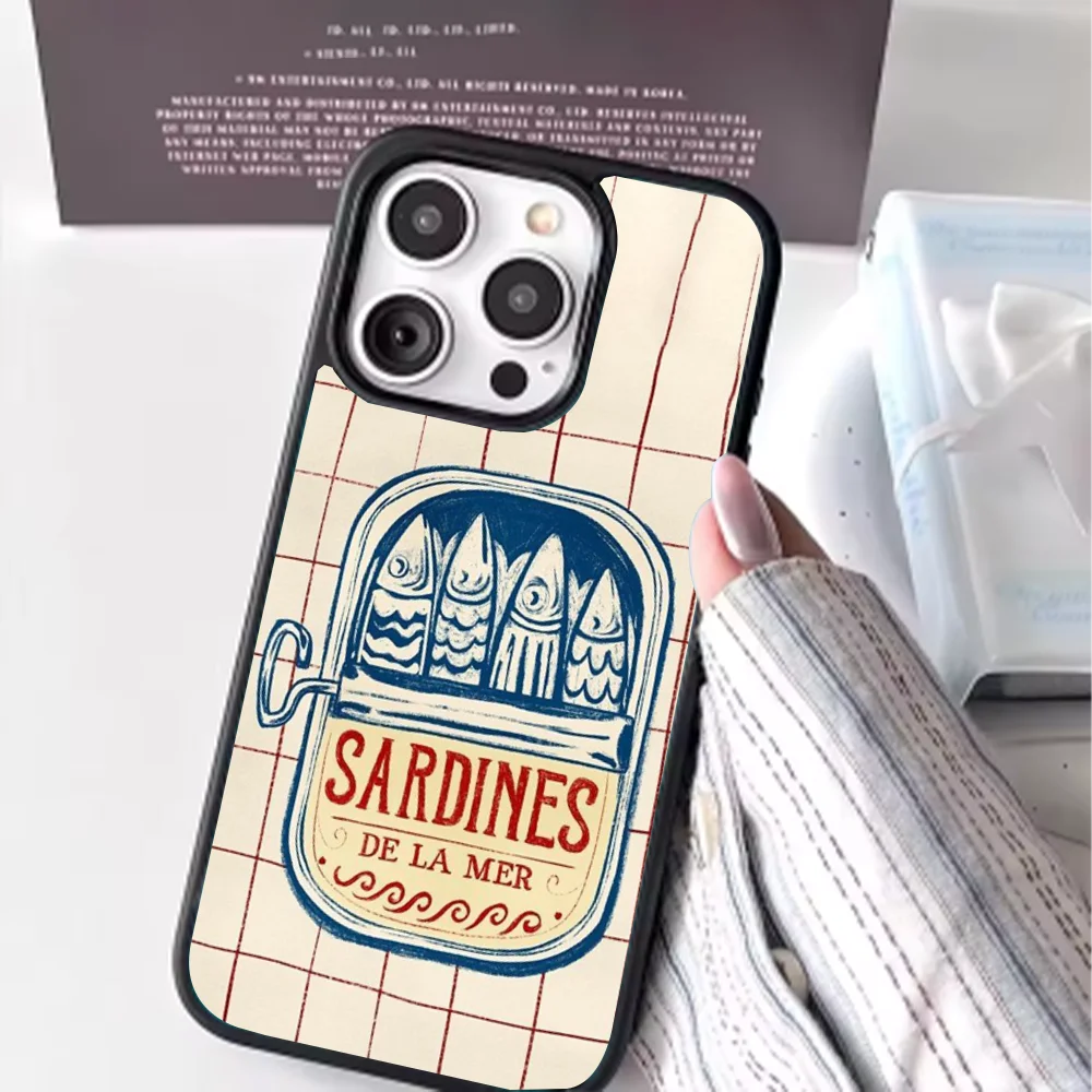 Fish Funny Sardines Phone Case For iPhone 16e,16,15,14,13,12,11,Plus,Pro,Max,Mini Magsafe Magnetic Wireless Charging