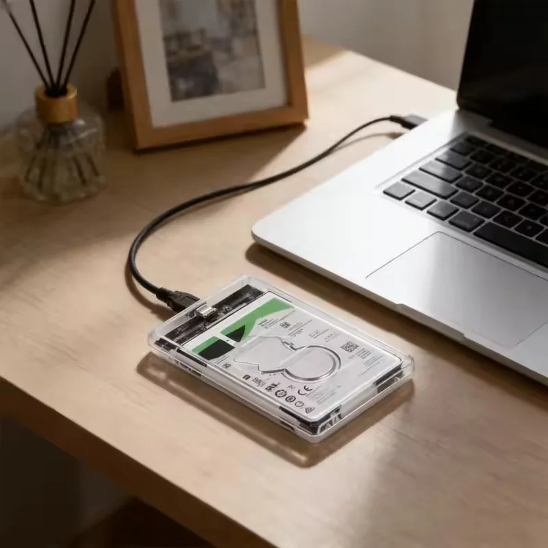 

Transparent 2.5" SATA III External Hard Drive Enclosure USB 3.0 High Speed UASP SSD HDD Case Tool-Free for Laptop Desktop PC