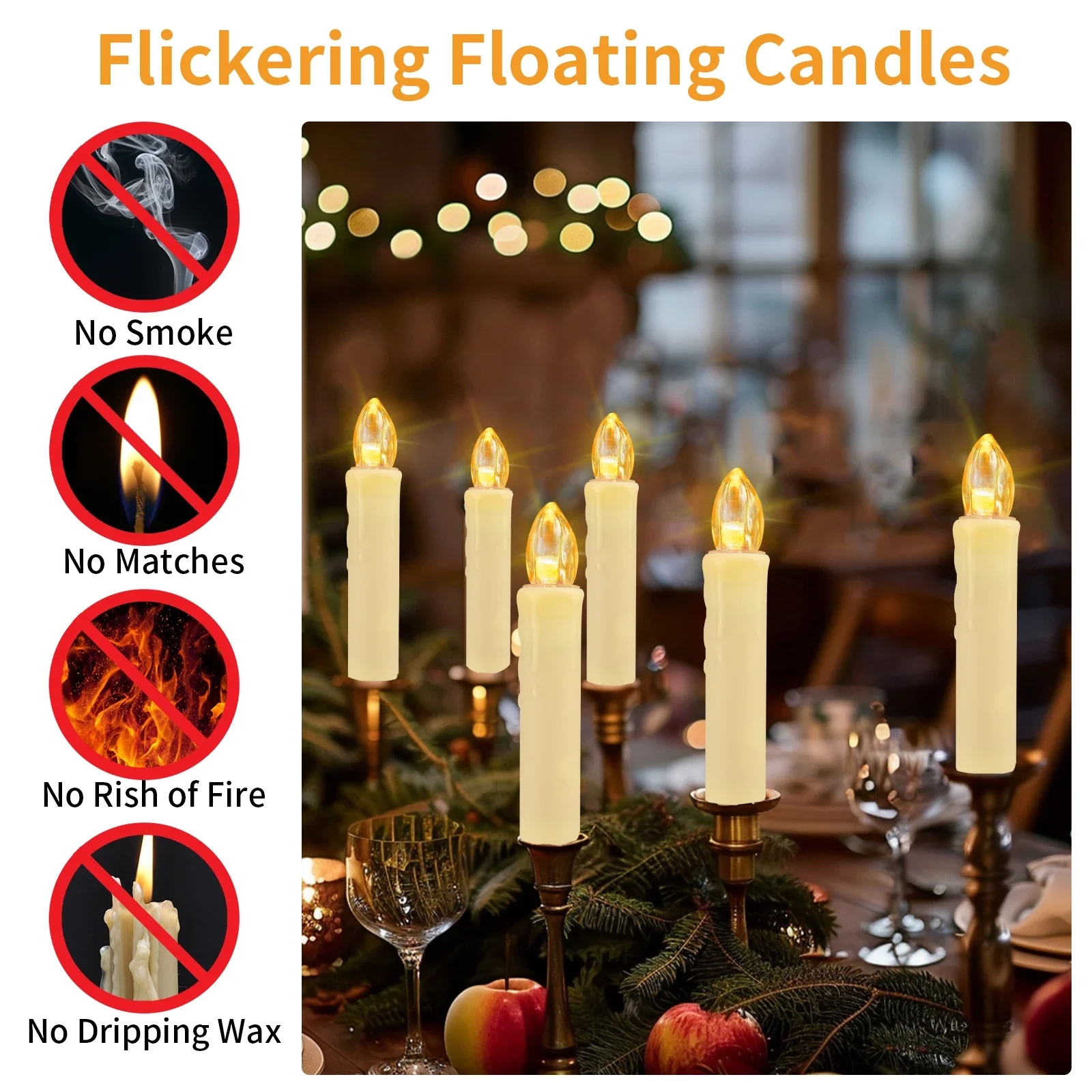 10/20/30Pc LED Flameless Flickering 12CM Taper Clip-On Candles Drip Timer Remote Control Cordless Christmas Tree Holiday Decor