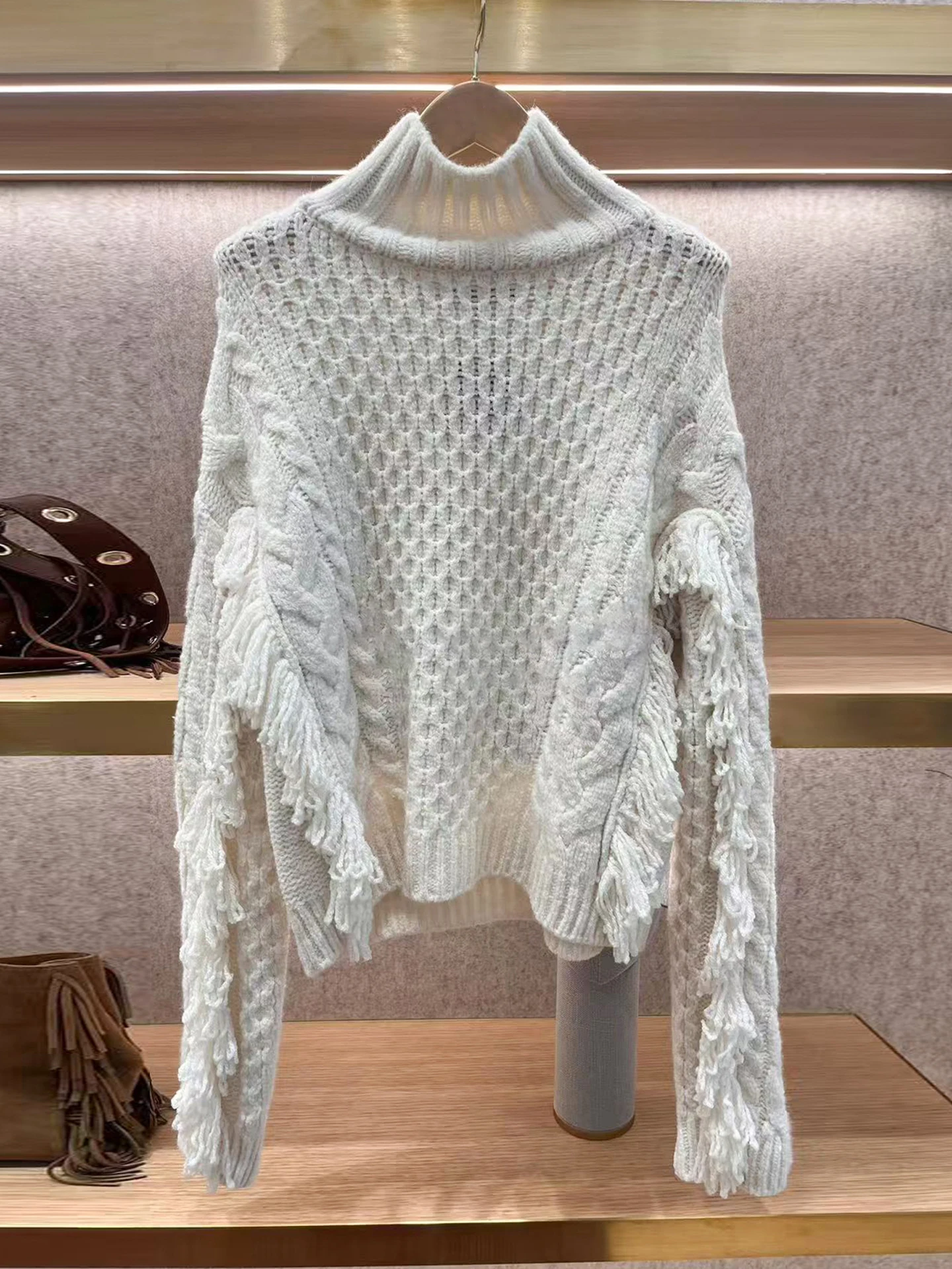 

M Home Nan You Высококачественный женский вязаный свитер с кисточками и высоким воротником для осени и зимы, повседневный крой