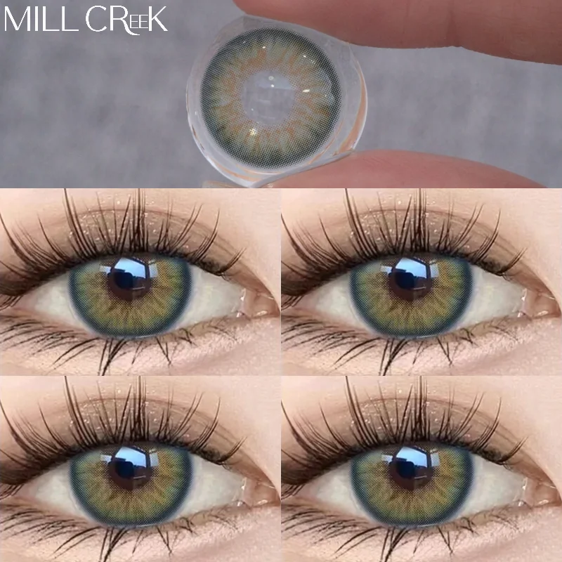 MILL CREEK 2PCS Green Contact Lenses with diopter for Eye Natural Beauty-health Colorld Lense Beauty Pupils Cosmetics Yearly Use