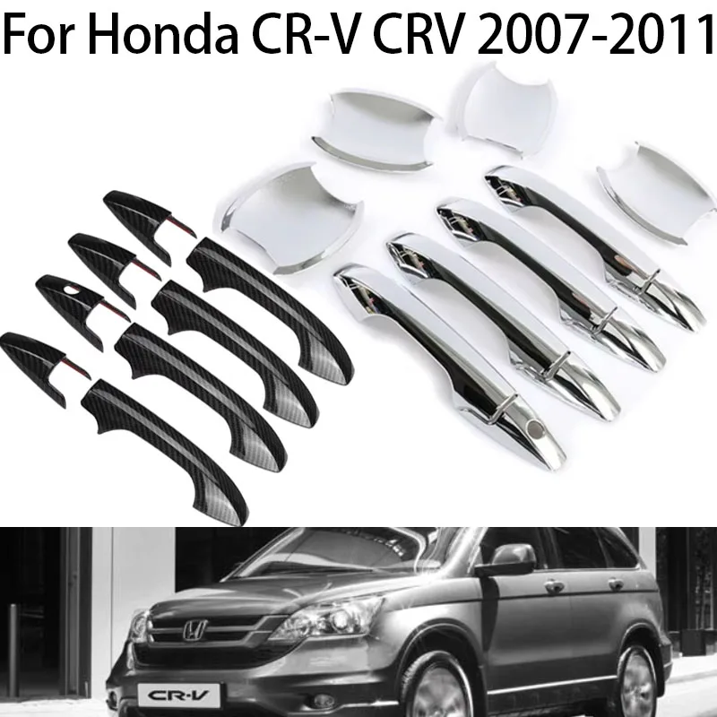 

For Honda CR-V CRV 2007-2011 Car Exterior Door Handles Bowl Covers Overlays Protection Catch Cap Sticker Chrome/Carbon Style