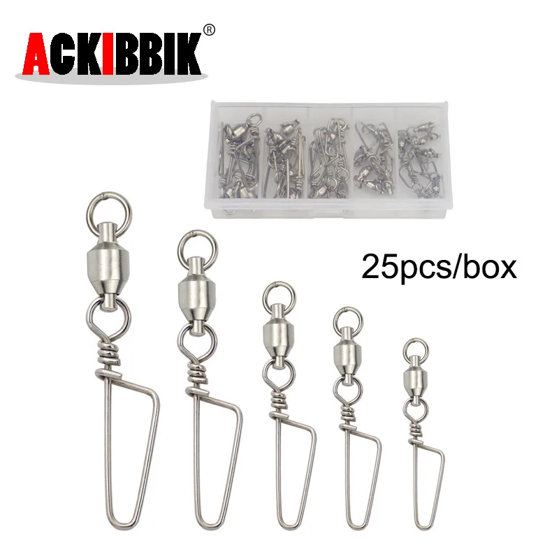 

Ackibbik 25pcs Snap Swivels Fishing Swivels Saltwater Heavy Duty Ball Bearing Swivels Fishing Tackle Fishing Swivels with Snaps