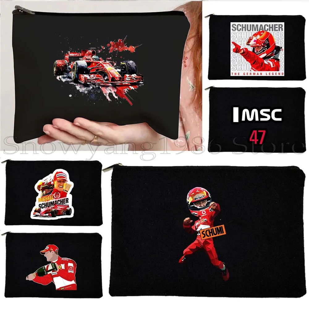 Formula One F1 Racing Michael Schumacher Pop Art Helmet Fan Gifts Canvas Cosmetic Bag Makeup Lipstick Storage Pouch Pencil Case