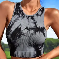 Women's Tie Dye Sleeveless Workout Casual Cropped Tank Top Shirts