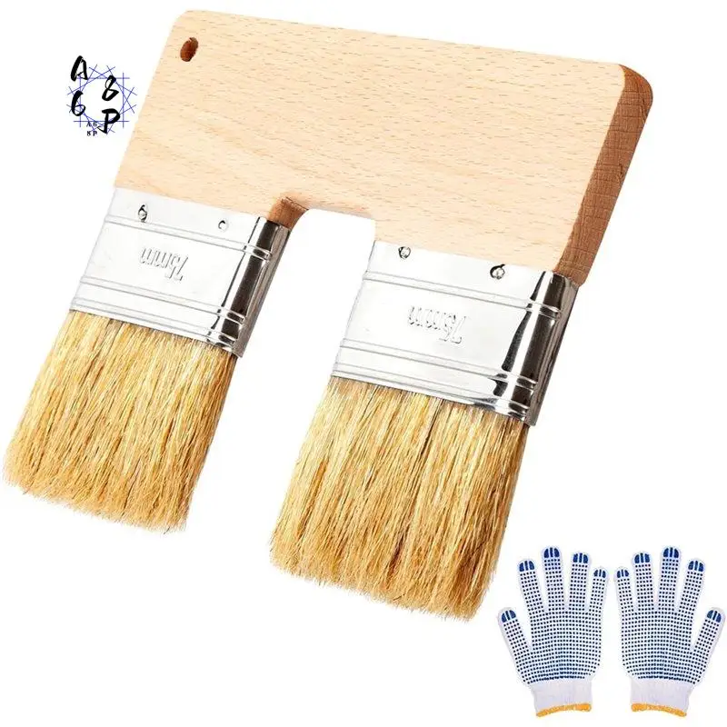 A68P-Double Paint Brush, 3 Inch U-Shaped Double Brush,Reusable Double Color Paint Brush Art Tool For Wall Paints Glues Stains