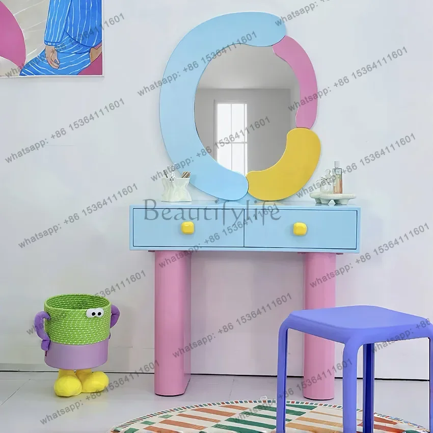 FG Sturdy Shelves Simple Vanity Desk Vintage Makeup Modern Cute Vanity Desk Bedroom Room Organizer Mesa De Maquiagem Furniture H