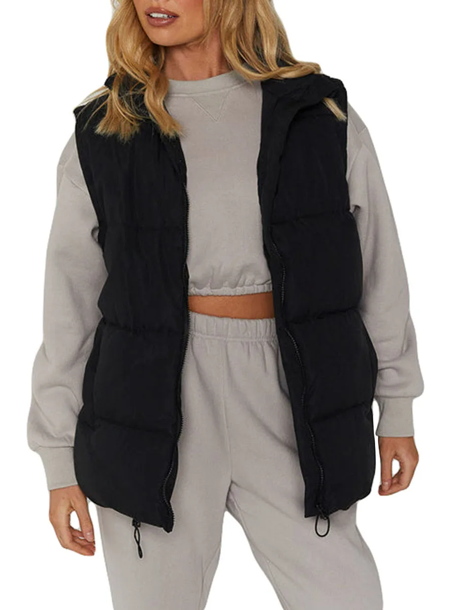 

Oversized Puffer Vest Women Sleeveless Stand Collar Zip Up Padded Gilet Jacket Plus Size Bubble Vest Outerwear