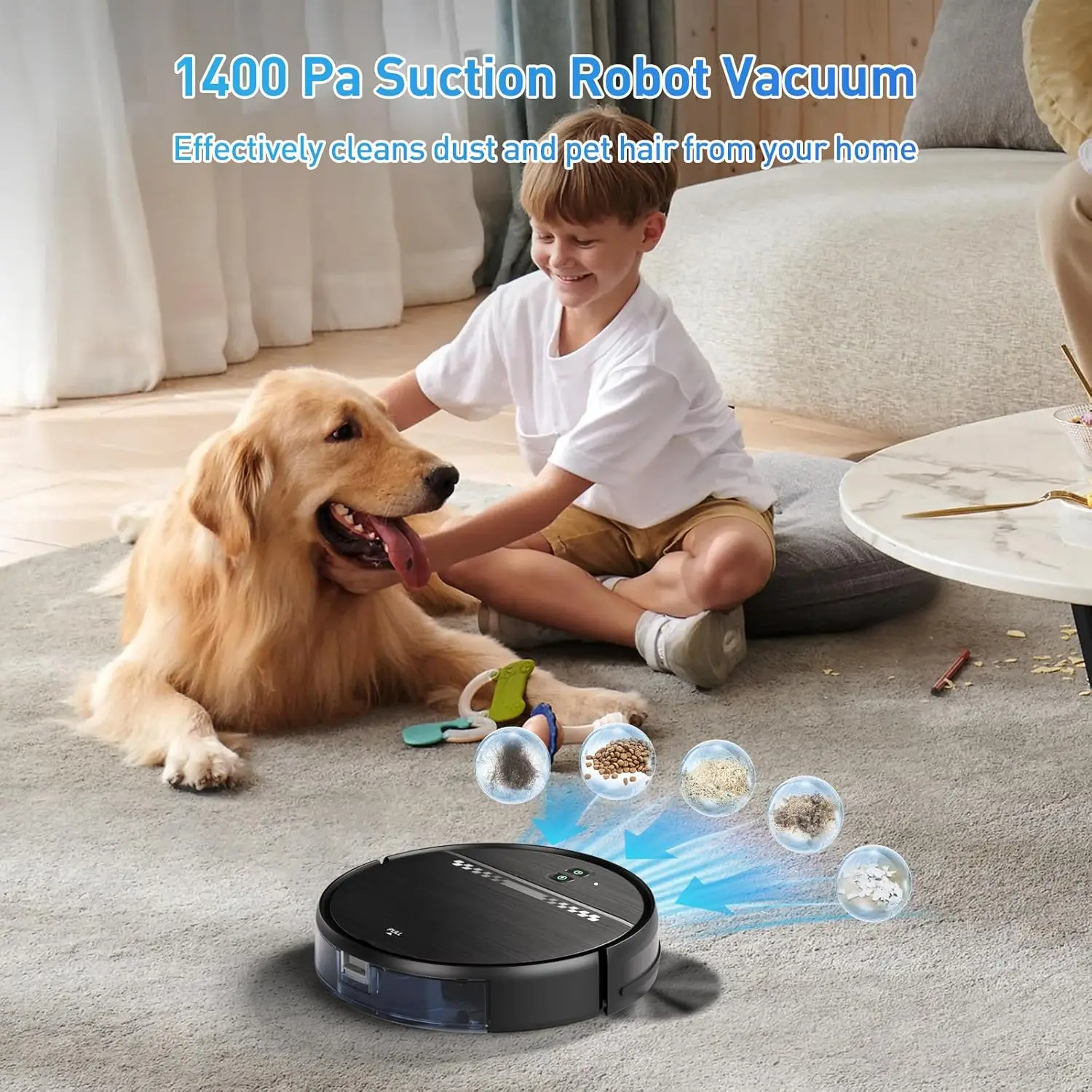 Robot Vacuum with Wi-Fi/APP/Alexa, Self-Charging Robot Vacuum and Mop Ultra Slim Quiet, Ideal for Ha