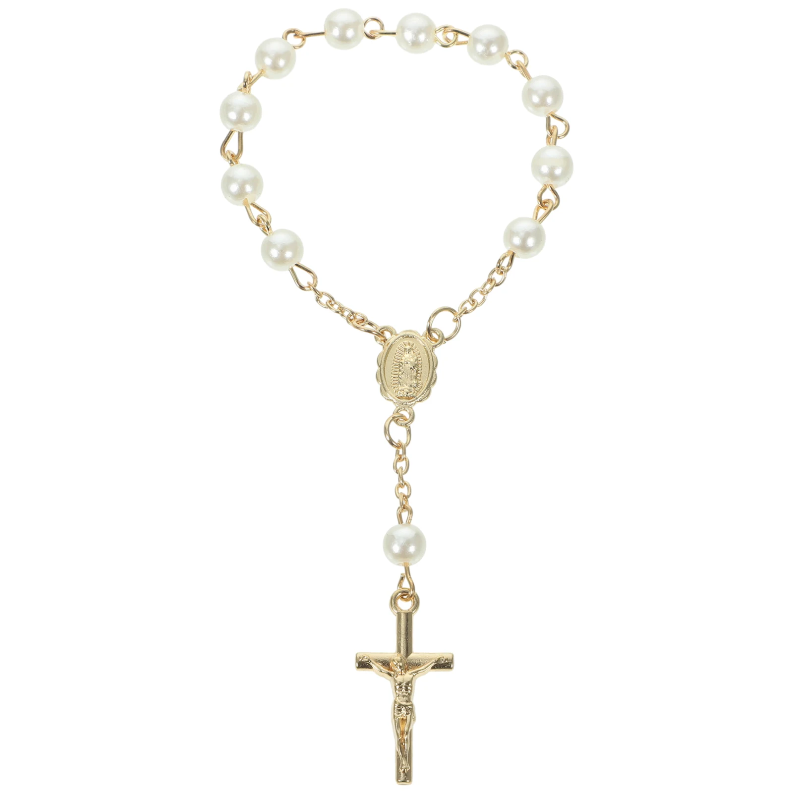 

10 Pcs Gold Plated Bracelet Angel Cross Acrylic Beaded Women Jewelry Lightweight Comfortable Stylish Set Gifts