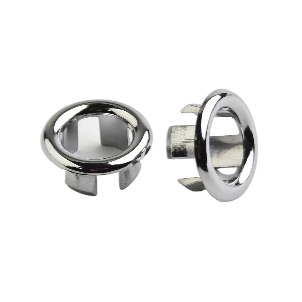 4pcs Sink Overflow Ring Overflow Hole Cover Decorative Cover Water Blocking Cover Family Hotel Shopping Mall Silver ABS Material
